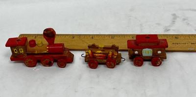 Vintage Hand-Carved Hand-Decorated Old Time Train Set Candle Holders - Made in Japan