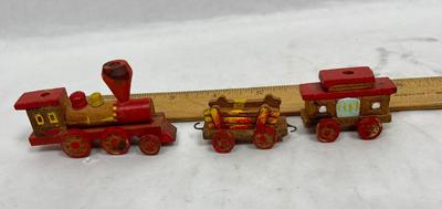 Vintage Hand-Carved Hand-Decorated Old Time Train Set Candle Holders - Made in Japan