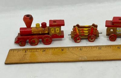 Vintage Hand-Carved Hand-Decorated Old Time Train Set Candle Holders - Made in Japan