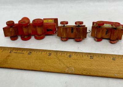 Vintage Hand-Carved Hand-Decorated Old Time Train Set Candle Holders - Made in Japan
