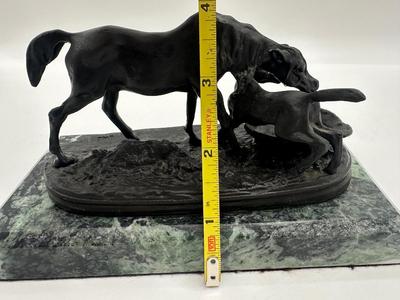 Signed Mene - Bronze & Marble Mare & Foal Sculpture