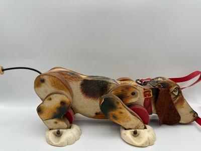 Vintage 1965 Fisher-Price "SNOOPY" 2 Dogs Wooden Pull Toys