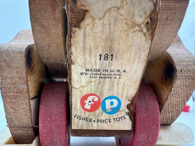 Vintage 1965 Fisher-Price "SNOOPY" 2 Dogs Wooden Pull Toys