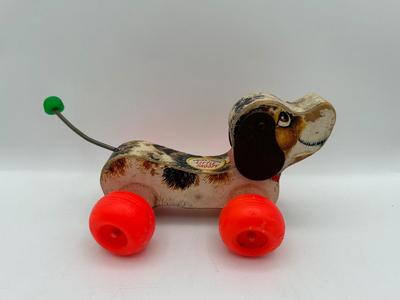 Vintage 1965 Fisher-Price "SNOOPY" 2 Dogs Wooden Pull Toys