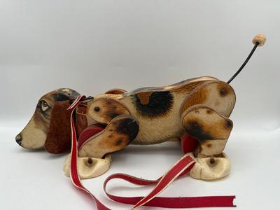 Vintage 1965 Fisher-Price "SNOOPY" 2 Dogs Wooden Pull Toys