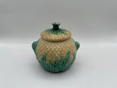 Antique MAJOLICA Pineapple Sugar Bowl