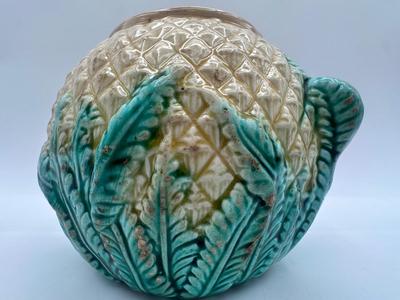 Antique MAJOLICA Pineapple Sugar Bowl