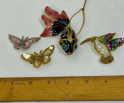 4 pc lot - fish dangler and butterfly pins