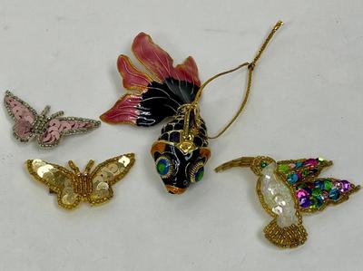 4 pc lot - fish dangler and butterfly pins