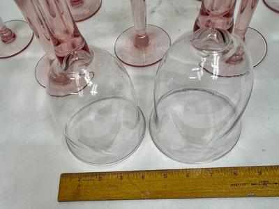 Tall Pink Glass Wine Goblets set