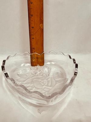 4pc Crystal Lot - Vase, Candy Dish, Heart Shaped dishes