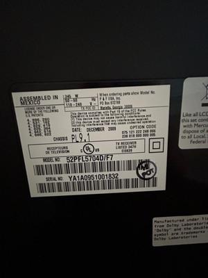 Lot 96. Philips TV 52" LCD