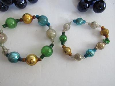 Antique Glass Garland Ornaments and Glass Floral Picks in Bunches