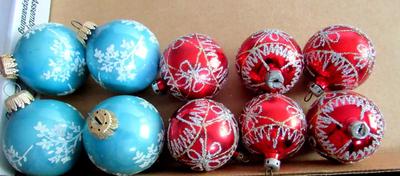 Mixed Lot of West Germany and Poland Glass Christmas Ornaments
