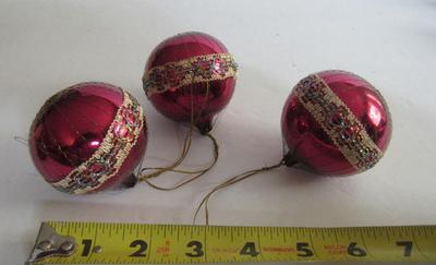 3 Nice Wire Wrapped Glass Christmas Ornaments