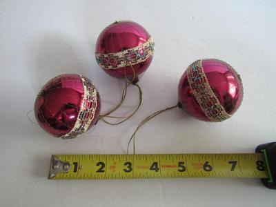 3 Nice Wire Wrapped Glass Christmas Ornaments