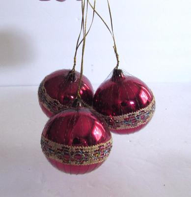 3 Nice Wire Wrapped Glass Christmas Ornaments