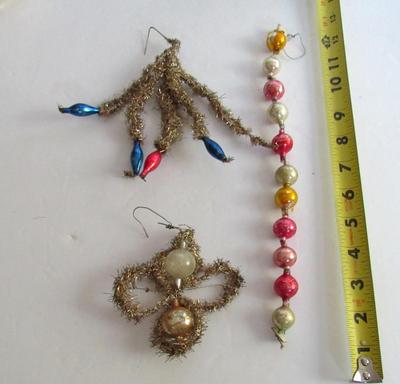 Antique Tinsel and Glass Christmas Ornaments and Garland Ornament