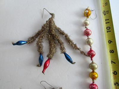 Antique Tinsel and Glass Christmas Ornaments and Garland Ornament