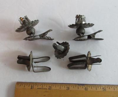 Antique Tin Unusual Christmas Tree Candle Holders