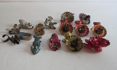 Antiue Tin Colored Christmas Tree Candle Holders