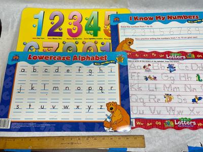 Lot of 4 Vinyl placemats for learning alphabet and numbers, etc