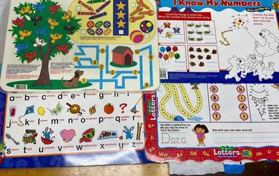Lot of 4 Vinyl placemats for learning alphabet and numbers, etc