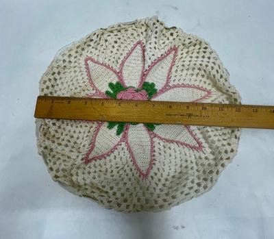 Vintage Round Doily with Elastic around edge