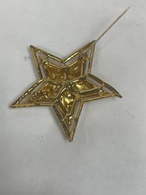 Vintage Gold and Silver Tone 5-Pointed Star Brooch Pin