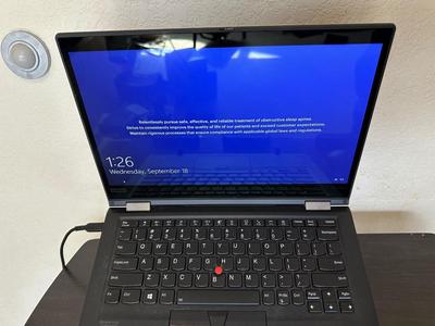 THINKPAD X13 YOGA GEN 1 LAPTOP W/LIFT, DESK ON CASTERS, WIRELESS MOUSE AND USB C & A PORT
