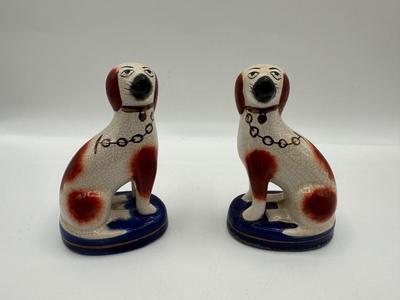 Mid-Century Boho Chic English Staffordshire Style Dog Figurines