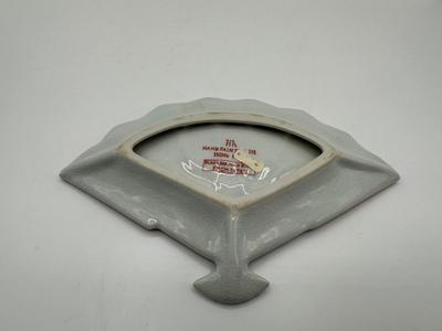 Vintage Japanese Porcelain Fan Plate Hand Painted in Hong Kong