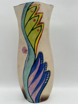 Hand Painted Colorful Vase, Marked