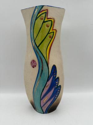 Hand Painted Colorful Vase, Marked
