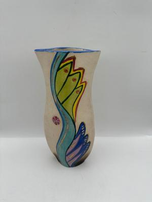 Hand Painted Colorful Vase, Marked