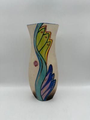 Hand Painted Colorful Vase, Marked