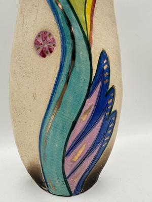 Hand Painted Colorful Vase, Marked