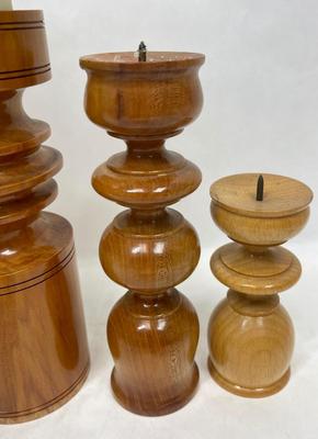 Lot of 4 Turned Wood Candle Holders