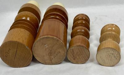 Lot of 4 Turned Wood Candle Holders