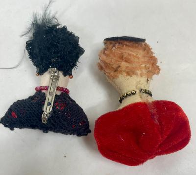 Pair of Vintage Fancy Lady Brooch Pins