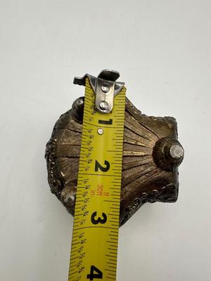 Vintage Japanese Brass/Metal Base Ceramic Clay Shell Trinket Box
