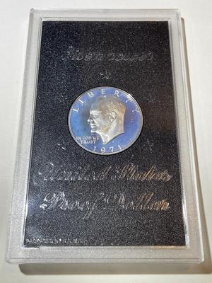 1971-S Proof Eisenhower Silver Dollar Doubled Die Obverse (DDO) in Original Government Holder (No Brown Outer Box).
