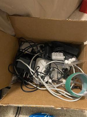 SONY HEADPHONES, FIIO A3 HEADPHONE AMPLIFIER, AN ARRAY OF ELECTRONICS CORDS & MORE