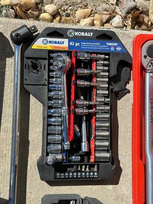 KOBALT SOCKET SET, IMPACT DRIVER, CALIBRATED TORQUE WRENCH AND MORE