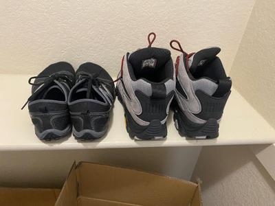 MERRELL JEEP HIKING BOOTS AND NEW BALANCE MINIMUS TRAIL RUNNING SHOES