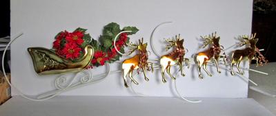 Neat Home Interiors Metal Sleigh With Reindeer Wall Hanging