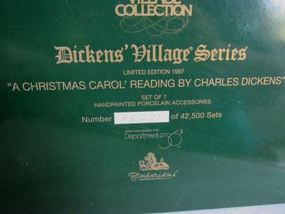 Nice Older Dept 56 Never Used Limited Edition Set: "Christmas Carol' Reading by Charles Dickens"
