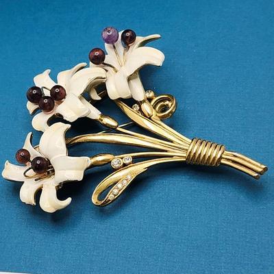 Enamel Flower Brooch