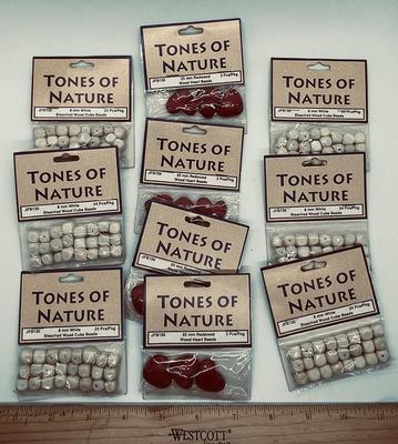 Craft Supply Lot: Square White Beads and Red Heart Beads