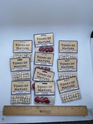 Craft Supply Lot: Square White Beads and Red Heart Beads